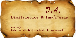 Dimitrievics Artemíszia névjegykártya